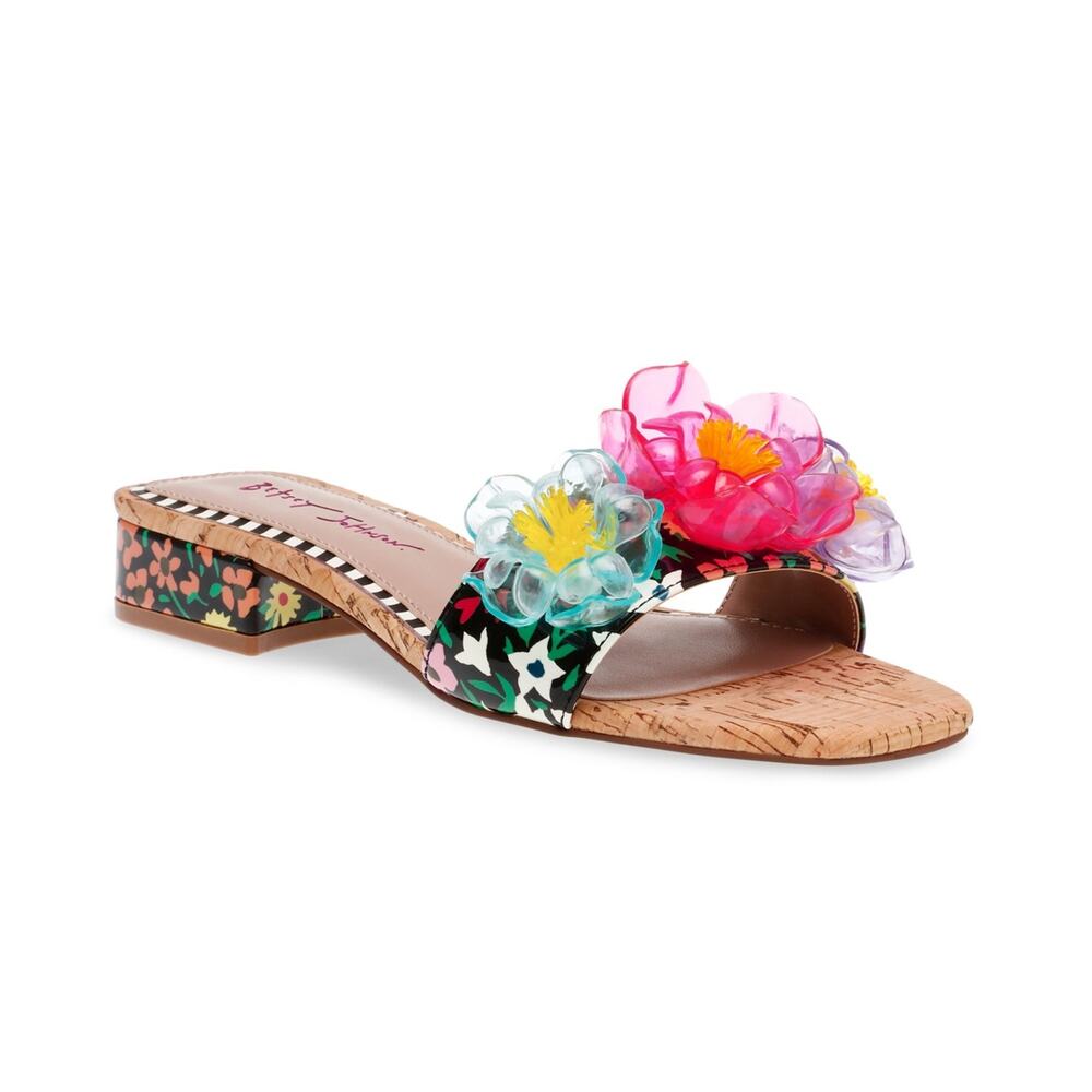 Betsey Johnson Women's Brice Embellished Block-Heel Slide Sandals Size 5 NWT